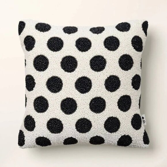 kate spade Other - Kate Spade Black & Cream Polka Dot Design 12" x 12" Beaded Accent Throw Pillow